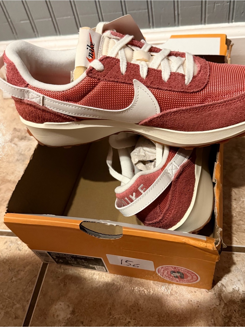Nike WMNS Waffle Debut VNTG Sneakers - Adobe/Sail/Coconut Milk - Picture 2 of 7